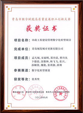 青岛市数字赋能高质量发展职工创新大赛优秀奖